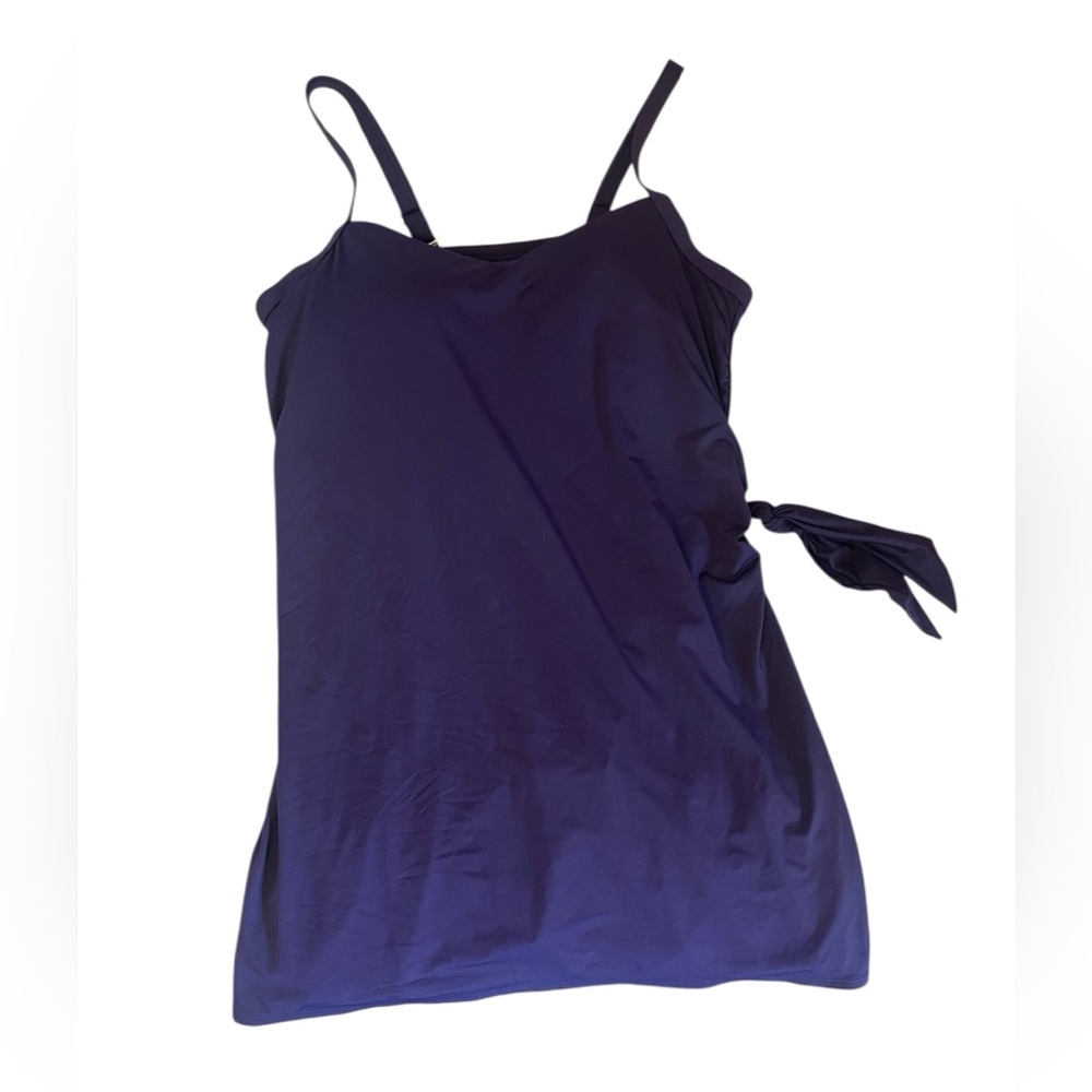 Lands' End Swim Dress Women 20 Purple Wrap side Tie Soft Cup Bra EUC